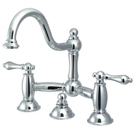 Kingston Brass KS3911AL Restoration Bathroom Bridge Faucet, Polished Chrome KS3911AL